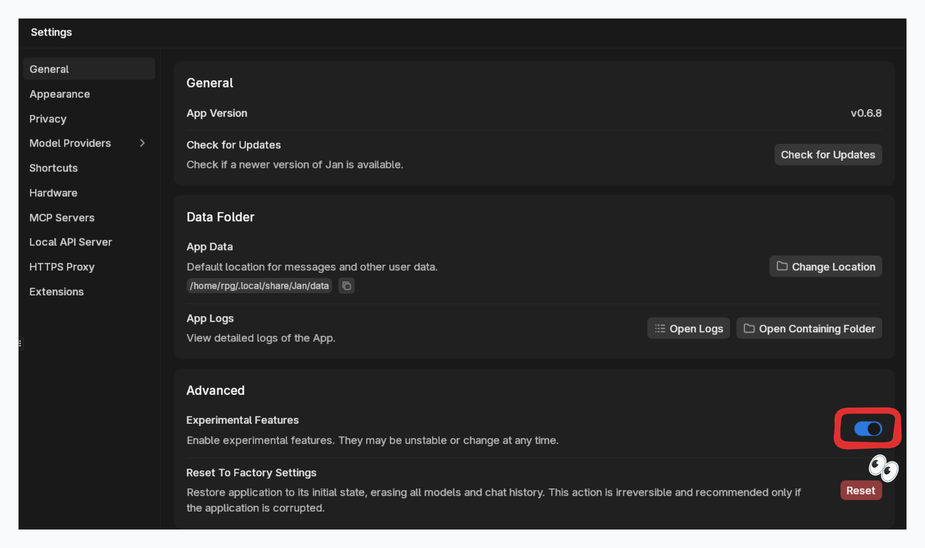 Enable experimental features