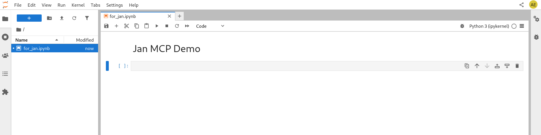 Notebook created in JupyterLab
