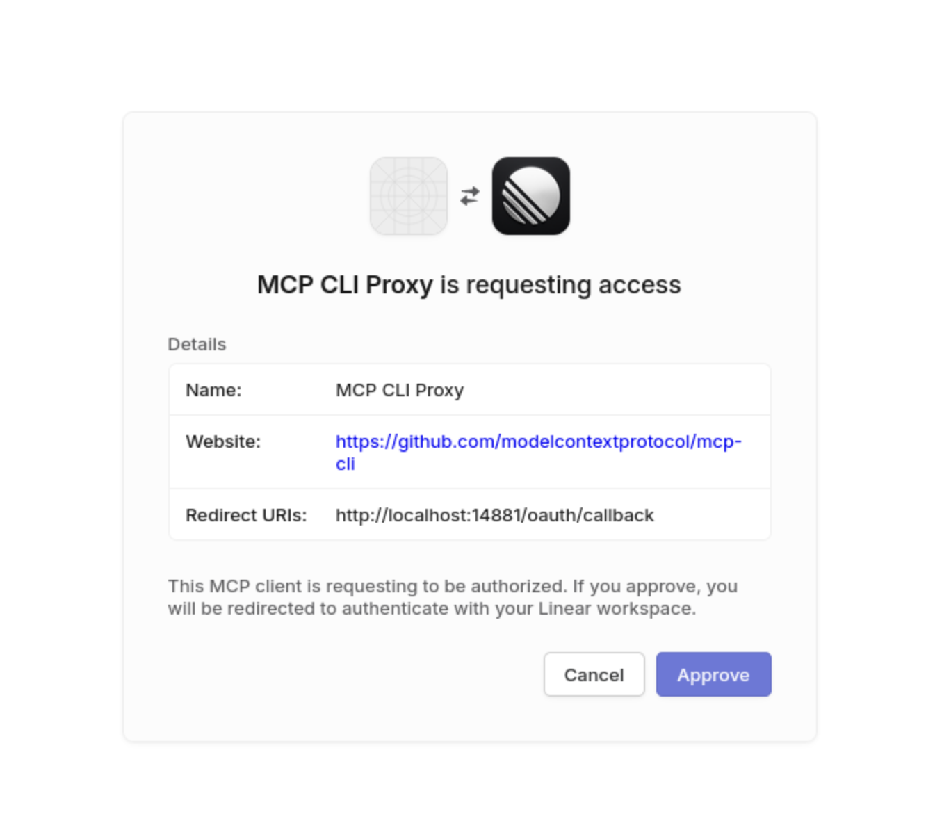 Linear authentication page
