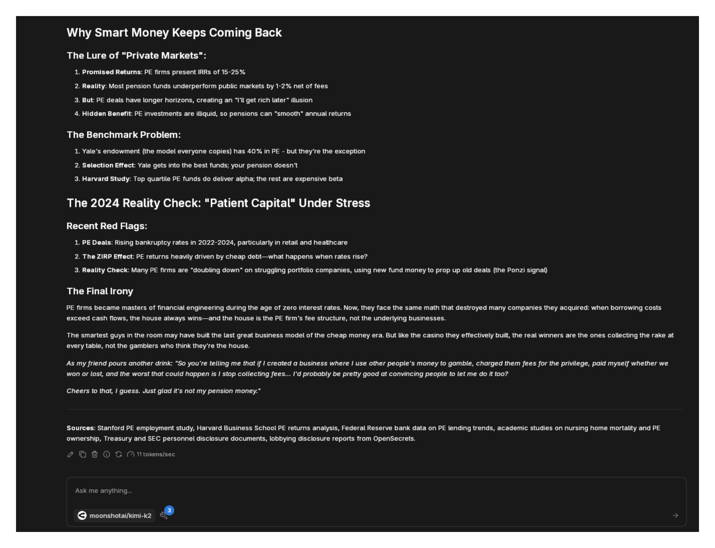 Final section on fee structures and consequences