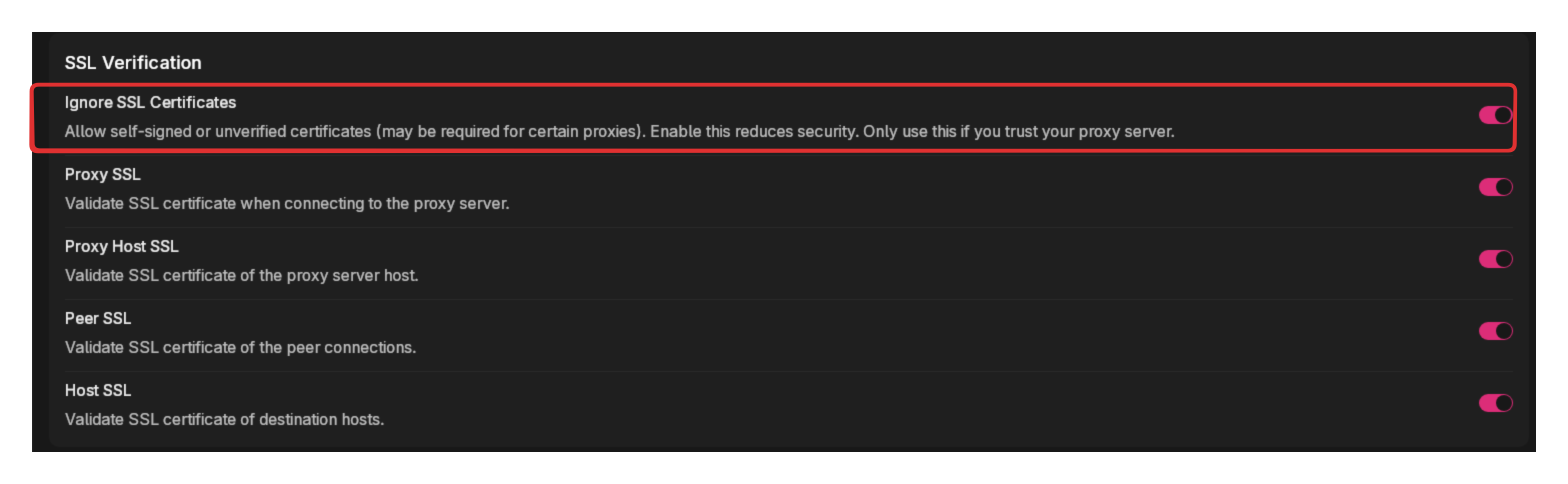 Ignore SSL Certificates