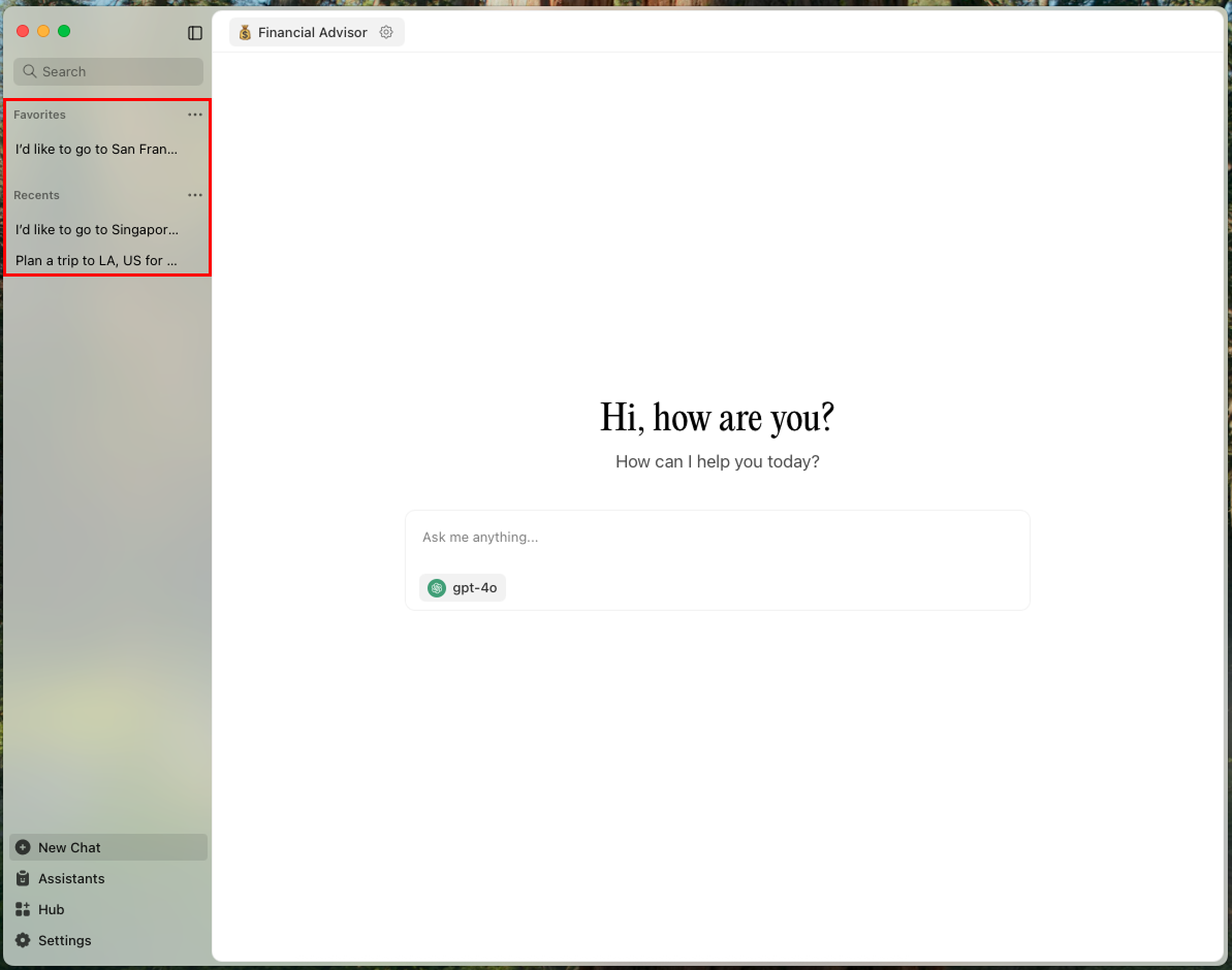Favorites and Recents