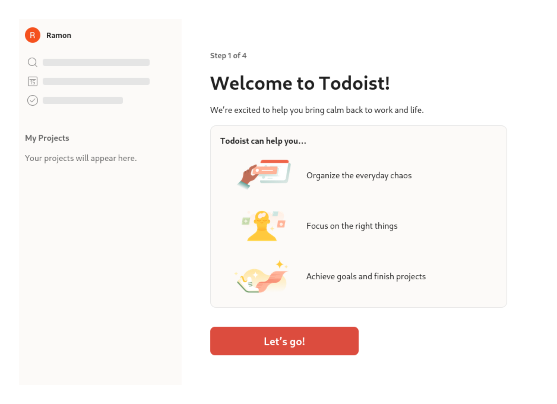 Todoist welcome screen