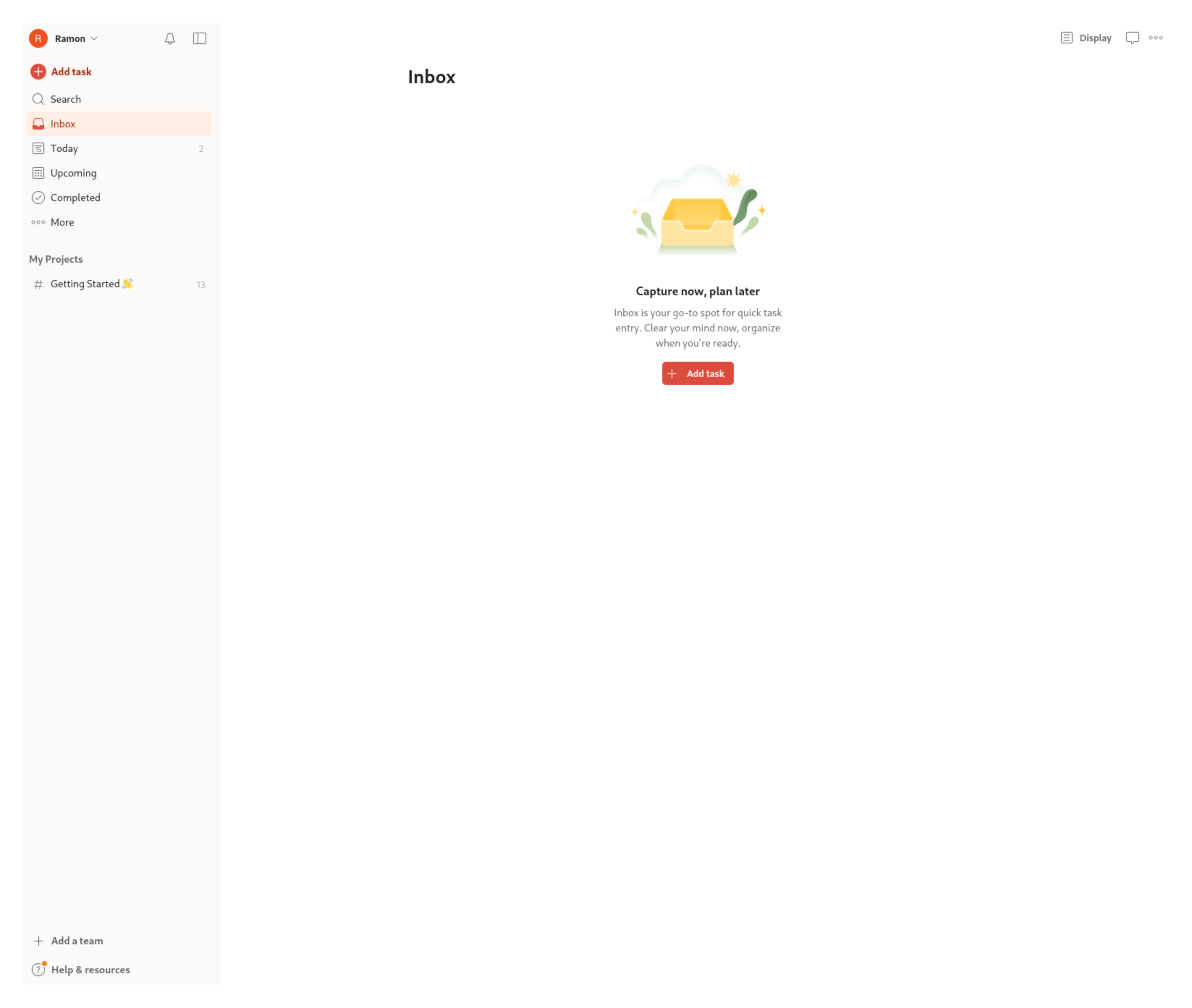 Todoist main dashboard
