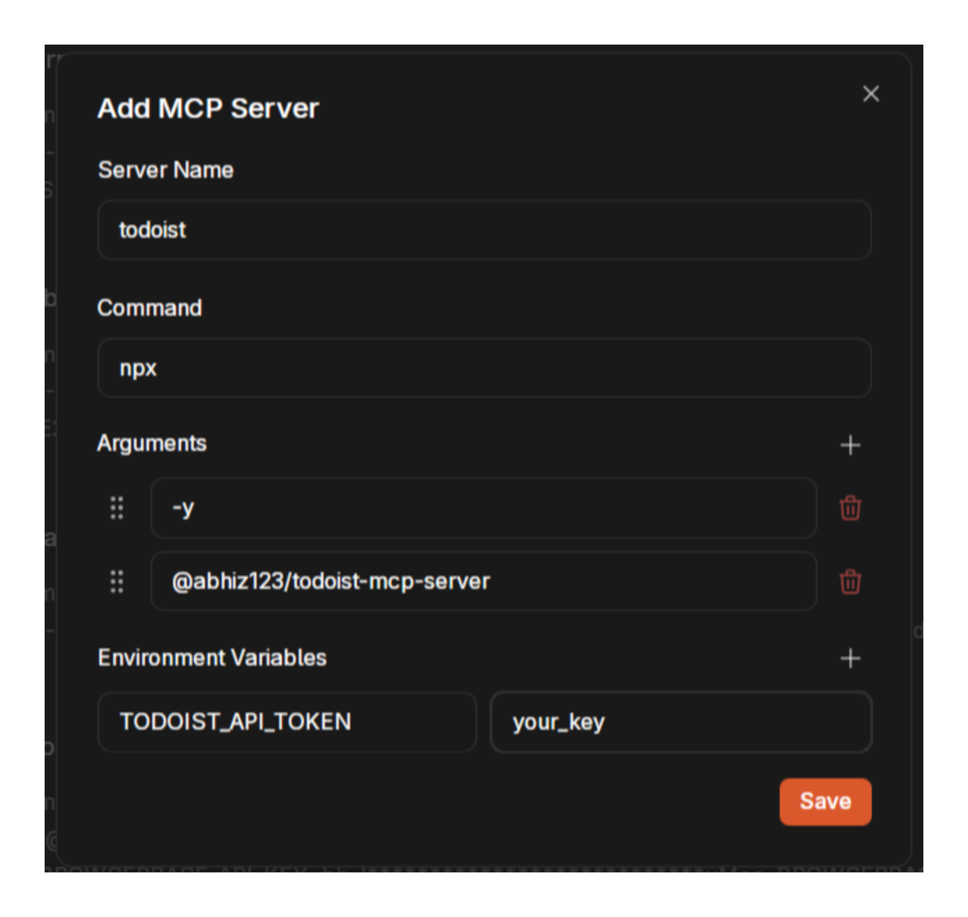 Todoist MCP configuration in Jan